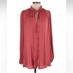 Show Me Your Mumu Romantic Ruffle Polka Dot Oversized Tunic in Victorian Rose